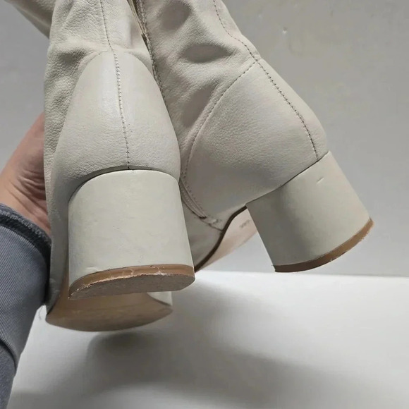 {Zara} Ecru Leather Zippered Boots - Size 39 - Picture 6 of 10